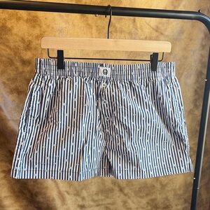 Striped Cotton Shorts - Blue & White